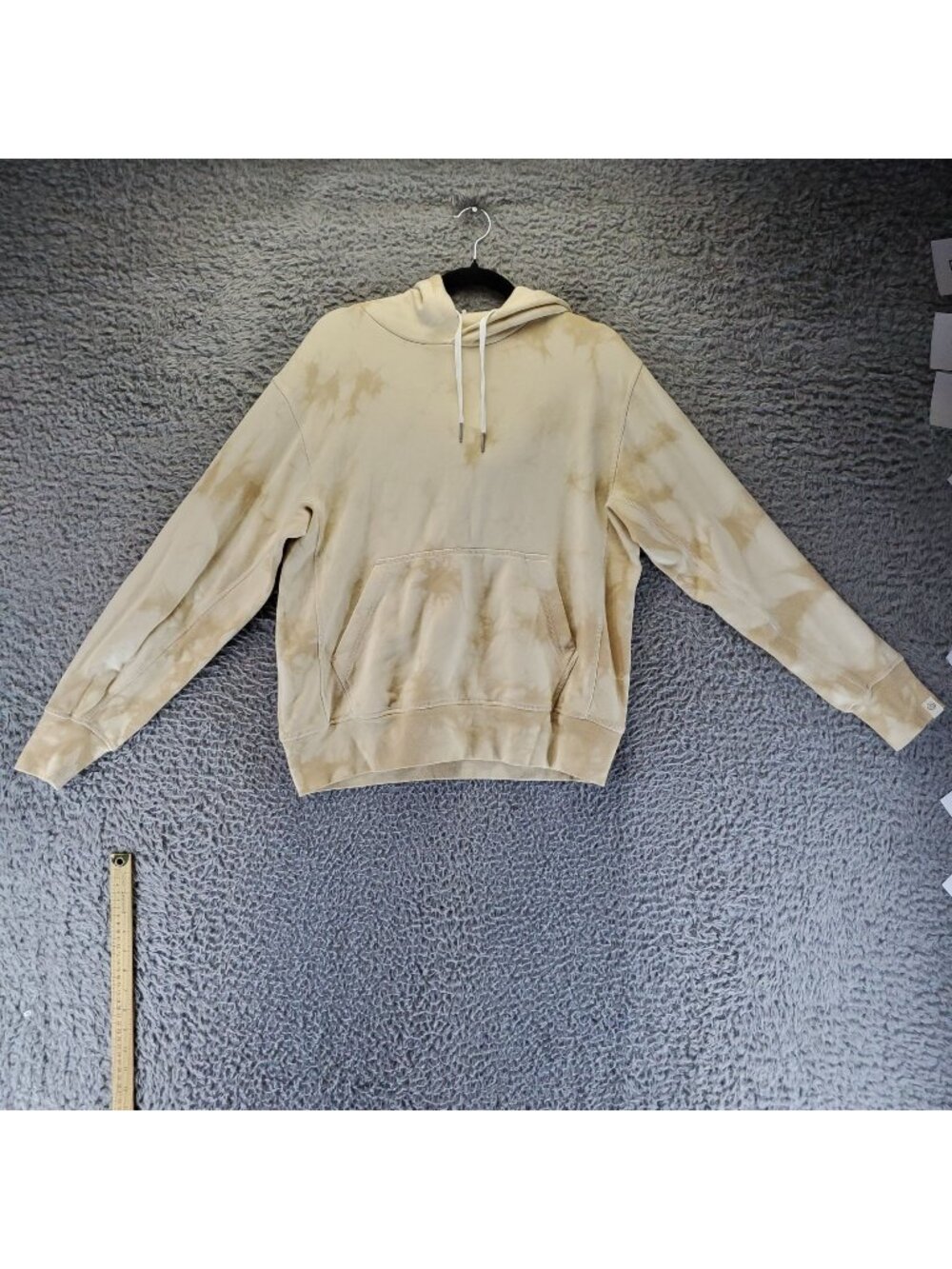Rag & Bone Hoodie Mens Small Cream Tie-Dye Organic Cotton Long Sleeve Kangaroo P